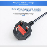 Power Cord With Fuse 1.5M Large 8-Shaped Standard British Style Camera Charger Hong Kong Plug
