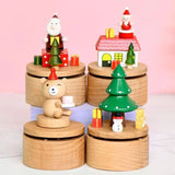 New Rotating Wooden Music Boxes Christmas Santa Gift Theme Handcrafted Melodys Home Decoration Present