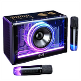 Bluetooth Speaker Karaoke Machine Two Wireless Microphones Portable Adults Kids LED Lights