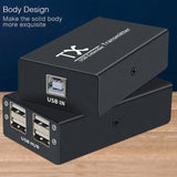 1 Pair USB 2.0 Extender Up to 120M Over CAT6 Cable TX RX 4 USB Extension Metal Hub Adapter Lengthen for PC Computer Peripherals