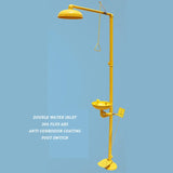 304 Stainless Steel Composite Emergency Shower Eyewash，Factory Inspection Vertical Double Eye Washing Shower Set