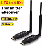 50m Wireless HDMI Extender Video Transmitter Receiver 1 To 2 3 4 1x4 Display for TV Box Camera Laptop PC To TV Monitor Projector