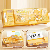 New Double Layer Pencil Case Large Capacity with Combination Lock Stationery Box Mechanical Pen Box School Office