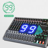 PA12 12-Channel Professional Audio Mixer Video Lighting Console MP3 Computer Input 99 Built-In Reverb Effects Audio Mixing