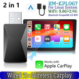 Wired To Wireless Carplay Android Auto Mini Adapter Bluetooth-Compatible 5.0 WiFi for Cars with OEM Wired CarPlay Android Auto