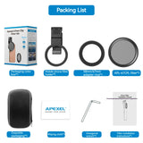 APEXEL 67MM Circular Polarizing CPL Filter Camera Lens Filter for Phone with Metal Cold Shoe Phone Clip Multi NANO Coated Glass