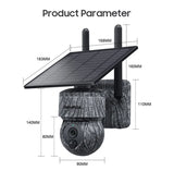 4G WIFI Solar Powered Wireless Trail Camera, Traps with Live View Alarm, Human Detection, PTZ Camera for Home Security Hunting