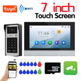 Hot sell Tuya Wifi 7 Inch Touch Screen Video Intercom Kit for Family HD Video DoorPhone Password / APP Unlock Doorbell Camera