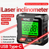 Magnetic Digital Angle Finder ANENG RN03 Laser Inclinometer Rechargeable USB Protractor Level Angle Ruler Angle Measurement
