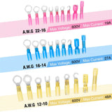 270PCS Heat Shrink Wire Connector Terminal Waterproof Marine Automotive Connector Assortment Rings Fork Hook Spade Butt Splices