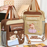 Multifunctional Capybara Crossbody Bag Multiple Pockets Large Capacity Books Bag Handbag Students