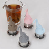 10pcs Elephant Fine Mesh Tea Infusers for Loose Tea Strainers with Tray