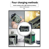 Multi-Function Solar Emergency Radio With AM/FM Bands Large Flashlight Hand-Crank Generator Portable Cell Phone Charger