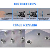 100Pcs Aluminum Alloy M3/M4/M5/M6/M8/M10 Flat Head Metric Threaded Rivetnut Insert Nutsert Rivet Nut Assortment Kit