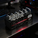 Desktop USB Hub Switch with Ambient Lighting - Metal Body, App Control, Audio Rhythm Light for Gaming Setup & Workspace