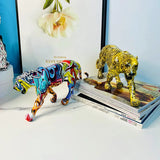 Resin Leopard Sculpture Noric Graffiti Wild Animal Panther Statue Modern Pop Interior Art Figurines Office Home Decors Oraments