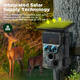 4K 60MP Wildlife Trail Camera, Solar Powered, WiFi, Dual Lens, 13MP, SONY Native Sensor, App Settings for Outdoors