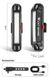 WEST BIKING Colorful Bicycle Rear Light Rechargeable Cycling LED Light Bar High Visibility USB Flash Taillights Bike Accessories
