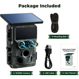 4K 60MP Wildlife Trail Camera, Solar Powered, WiFi, Dual Lens, 13MP, SONY Native Sensor, App Settings for Outdoors