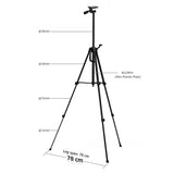 3366 Camera Tripod Adjustable Height 48cm-141cm Black Phone Live Broadcast Tripod Lifting Axis Multi-function