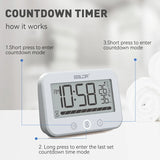 IP54 Waterproof Bathroom Wall Clock Touch Digital Temperature Humidity Meter Shower Kitchen Audible Alarm Clocks Countdown Timer