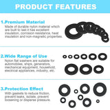480 Pcs Nylon Flat Round Washers Gaskets Spacers Assortment Set for M2 M2.5 M3 M4 M5 M6 M8 M10 Screw Bolt-Black