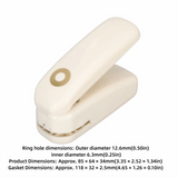 Ring Shape Hole Punch Compact Size White Portable Hole Punch Ergonomic Handle Foldable Design Lever Action Craft Punch