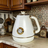 Handmade Decals Electric Kettle 1.7L 1850W Retro Design Auto Power Off 304 Stainless Steel Teapot For Quick Boiling EU Plug