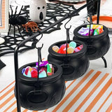 2025 New 3 Pcs Halloween Decorations Witches Cauldron Candy Serving Bowls on Rack Party Supplies For Halloween Festival