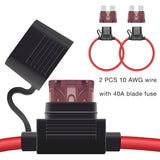 2Pcs Waterproof Standard Inline Fuse Holder 10/12/14/16/18  AWG Wire ATM Blade Fuse 10A 15A 20A 30A 40A for Boat RV  Truck