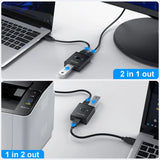 USB3.0 Bidirectional Switch 1 Input 2 Output Hub Keyboard Mouse USB Drive Printer Sharing Cable Splitter for Computer Notebook