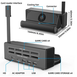 For Nintendo Switch/OLED TV Docking Station USB-C Game Card Storage With USB2.0X2+USB3.0+PD Fast Charge+Cooling Fan