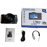 XJ200 4K UHD Monocular Telescope Camera WIFI Digital Camera Portable 64MP Student Mirrorless Camcorder with 3 Inch Flip Screen