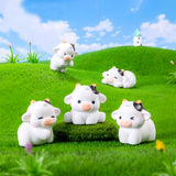48PCS Mini Cow Figurines Resin Cow 6 Kinds of Cute Cow Resin Animal Mini Resin Figures Outdoor Home Garden Decoration Accessorie