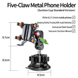 LanParte Vacuum Adsorption Five-claw Metal Car Phone Holder for Off-road Vehicle Phone Bracket Suitable for 6.1-7.2 Inch Phones