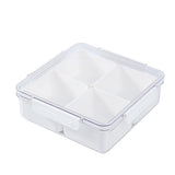 Vegetable Tray with lid Food Storage Container Square Fruit Separator Snack Tray Container with 4 Compartments Container