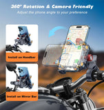 Heavy-Duty Motorcycle Phone Mount with Vibration Dampener, Anti-Shake Secure Lock for 6.1"-7.2" Phones, Ideal for U.S./EU Riders