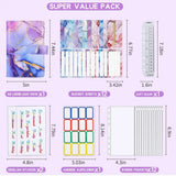 Save Money A6 Budget Binder with Zipper Cash Envelopes PU Leather Money Saving Binder Expense Sheets Cashew Flowers