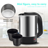 0.5L Mini Electric Kettle Stainless Steel Automatic Power Off Portable Travel Water Boiler Pot