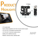 10 Inch Dovetail Plate And QR Baseplate With Double 15Mm Rod Adapter Amp Replacement ARRI Rosette Connections For DSLR Camera