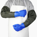 1Pair 70cm Rubber Gloves with Arm Guards Thickened Aquatic Industry Gloves Long Oil-Resistant Fishery Work Gloves