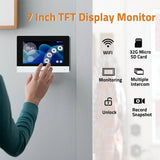 2 Wire Digital Video Intercom System, 7 Inch Wireless WIFI Monitor 1080P Doorphone Camera Video Doorbell IC Card Tuya APP Unlock