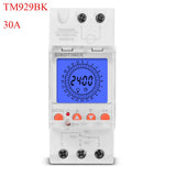 16A 30A Relay AC85-265V 24Hrs Digital Analogue Din Module Time Switch Backlight Large LCD Display Industrial Timers Controller