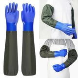 1Pair 70cm Rubber Gloves with Arm Guards Thickened Aquatic Industry Gloves Long Oil-Resistant Fishery Work Gloves