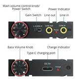 Audio Amplifier For Headphone Earphone 16-600Ω Hifi Bass With BT 5.0 3.5Mm Aux AMP Volume Control For Phone PC Music Player