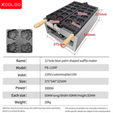 XEOLEO Electric Waffle Maker Machine 12PCS Cat Paw Shape Waffle Makers Waffle Iron Machine Takoyaki Machine