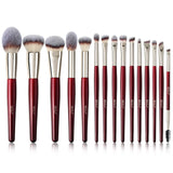 Luxury Vegan Travel Makeup Brush Set Burgundy Red Wood Handle Personalized Gold Makeup Brushes Kit Private Label