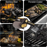 Rechargeable Cordless Electric Grill Cleaner- BBQ Tool Featuring 350 RPM Stainless Steel Roller& Built-In LED Light