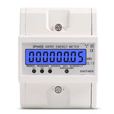 Dds024 Three-Phase Backlight Display Household 380V Rail-Type Watt-Hour Meter 4P Watt-Hour Meter 5-100A 400V