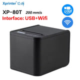 XP-T80 Restaurant Thermal Receipt Printer With Order Notification Automatic Paper Cutting HD Printing Logo Text Graphic QR Codes